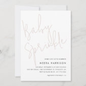 Modern Minimalistisch Script Roze Baby Sprinkle Kaart (Voorkant)