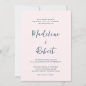 Modern Minimalistisch Script Roze Blauw Bruiloft Kaart (Voorkant)