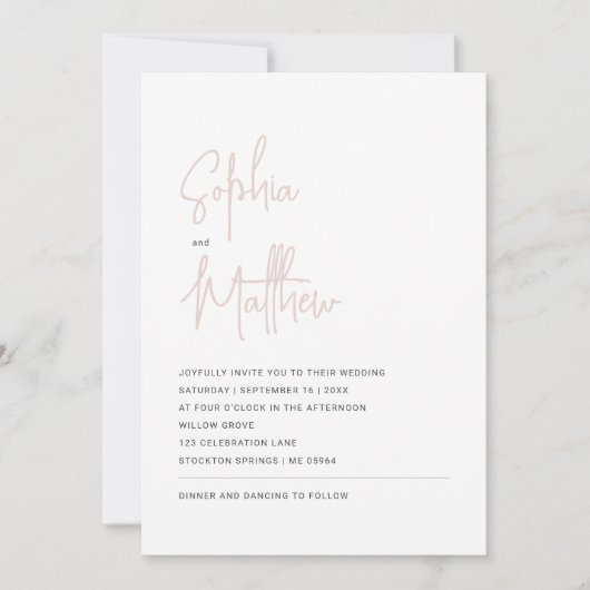 Modern minimalistisch script roze | Weddenschap Kaart (Voorkant)