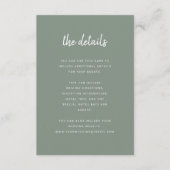 Modern minimalistisch Script Sage Green | Bijzonde Informatiekaartje (Voorkant)