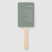 Modern minimalistisch Script Sage Green | Weddensc Handwaaier (Achterkant)