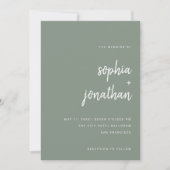 Modern minimalistisch Script Sage Green | Weddensc Kaart (Voorkant)