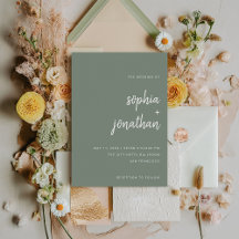 Modern minimalistisch Script Sage Green | Weddensc
