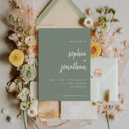 Modern minimalistisch Script Sage Green | Weddensc Kaart