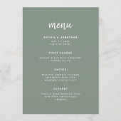 Modern minimalistisch Script Sage Green | Weddensc Menu (Voorkant)