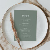 Modern minimalistisch Script Sage Green | Weddensc Menu