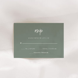 Modern minimalistisch script | Sage Green Wedding RSVP Kaartje