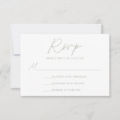 Modern minimalistisch Script Sage Green Wedding RSVP Kaartje (Voorkant)