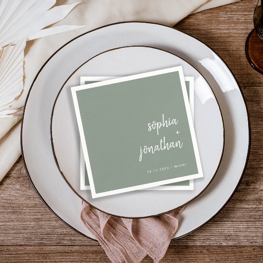 Modern minimalistisch script | Sage Green Wedding Servet