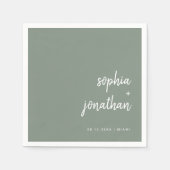 Modern minimalistisch script | Sage Green Wedding Servet (Voorkant)