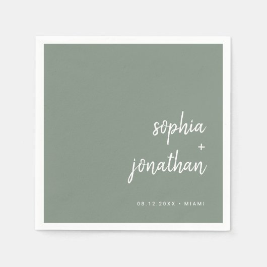 Modern minimalistisch script | Sage Green Wedding Servet (Voorkant)