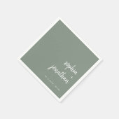 Modern minimalistisch script | Sage Green Wedding Servet (Hoek)