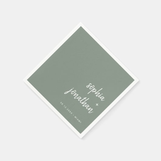 Modern minimalistisch script | Sage Green Wedding Servet (Hoek)