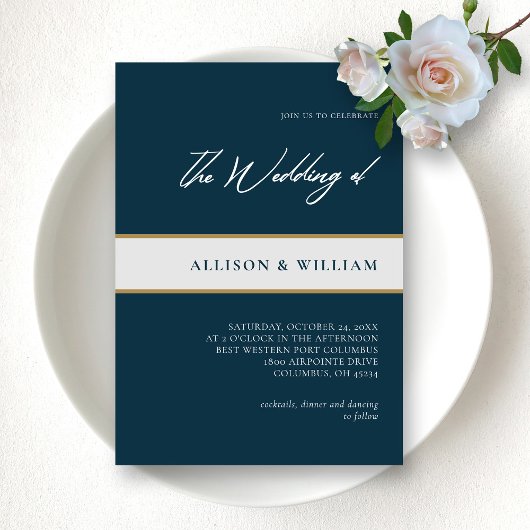 Modern minimalistisch script : Smaragdblauw bruilo Kaart