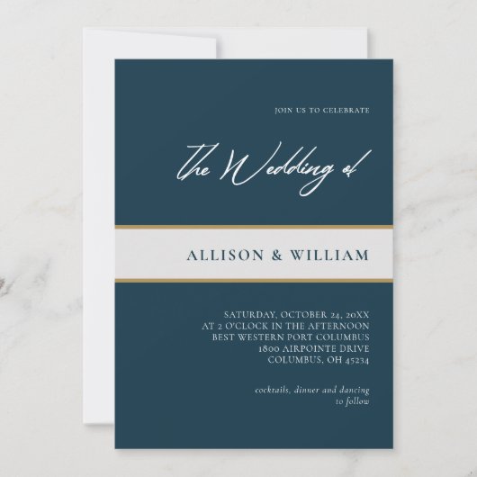 Modern minimalistisch script : Smaragdblauw bruilo Kaart (Voorkant)