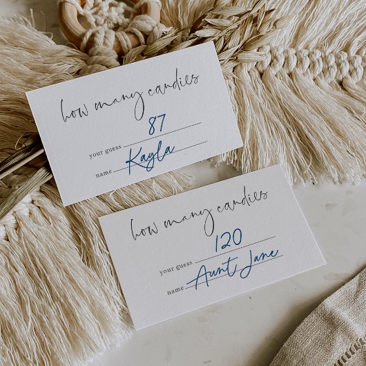 Modern minimalistisch script Snoep gissen spel Kaa Informatiekaartje