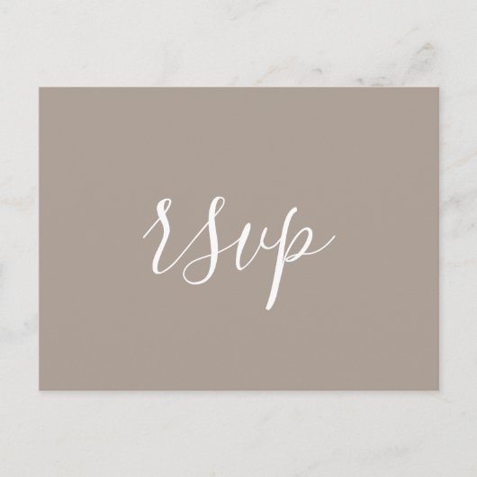 Modern Minimalistisch Script Taupe Bruiloft RSVP Briefkaart (Voorkant)