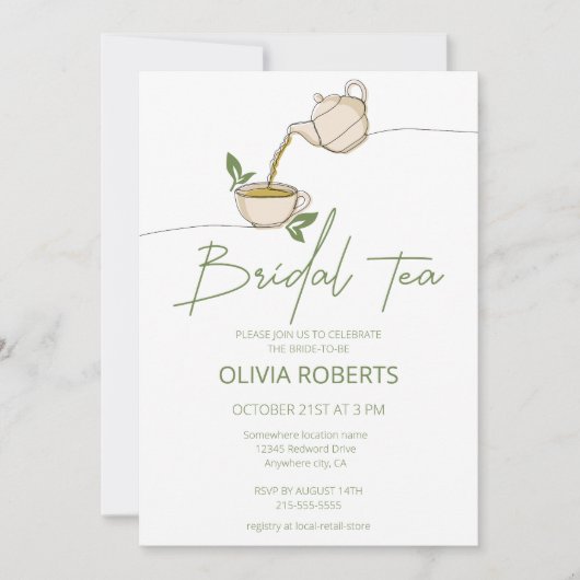 Modern minimalistisch Script Tea Party Vrijgezelle Kaart (Voorkant)