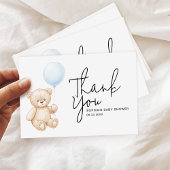 Modern minimalistisch script Teddy Bear Baby showe Bedankkaart