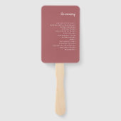Modern minimalistisch script Terra Rosa | Weddensc Handwaaier (Achterkant)