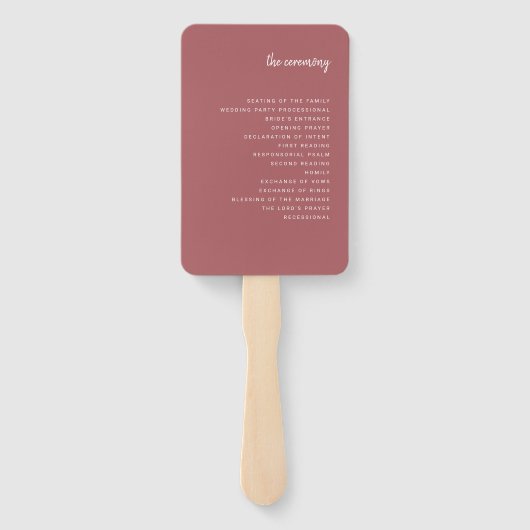 Modern minimalistisch script Terra Rosa | Weddensc Handwaaier (Achterkant)