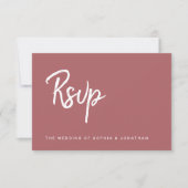 Modern minimalistisch script Terra Rosa | Weddensc RSVP Kaartje (Voorkant)