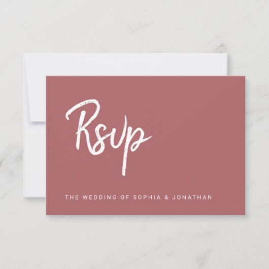 Modern minimalistisch script Terra Rosa | Weddensc RSVP Kaartje (Voorkant)