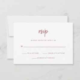 Modern minimalistisch script Terra Rosa | Weddensc RSVP Kaartje