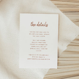 Modern minimalistisch script terracotta | Bijzonde Informatiekaartje