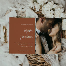 Modern minimalistisch script terracotta | Foto ter Save The Date