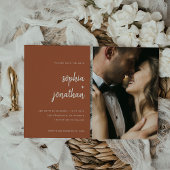 Modern minimalistisch script terracotta | Foto ter Save The Date