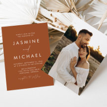Modern minimalistisch script Terracotta Photo Wedd