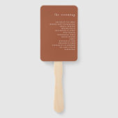 Modern minimalistisch script terracotta | Weddensc Handwaaier (Achterkant)