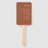 Modern minimalistisch script terracotta | Weddensc Handwaaier (Achterkant)