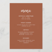 Modern minimalistisch script terracotta | Weddensc Menu (Voorkant)