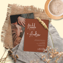 Modern minimalistisch script terracotta Wedding