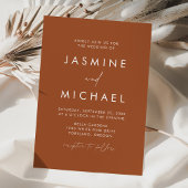 Modern minimalistisch script terracotta Wedding Kaart