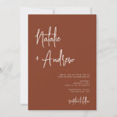 Modern minimalistisch script Terracotta Wedding Ph Kaart (Voorkant)