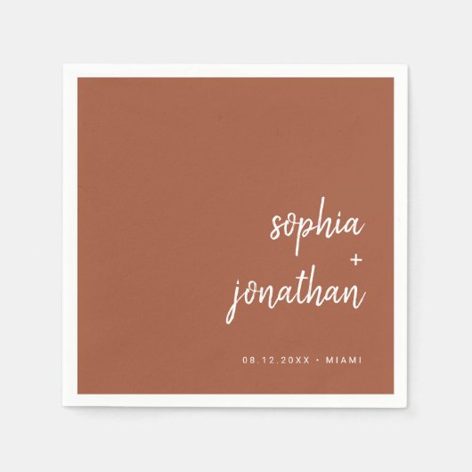 Modern minimalistisch script | Terracotta Wedding Servet (Voorkant)
