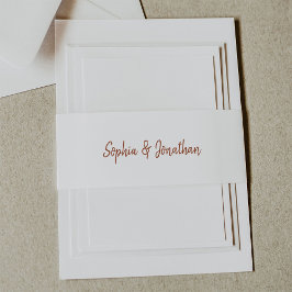 Modern minimalistisch script | Terracotta Wedding Uitnodigingen Wikkel