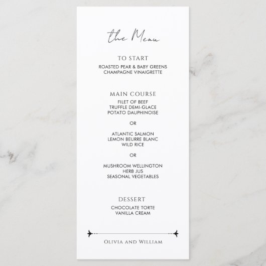 Modern Minimalistisch Script Trouwmenu Menu (Voorkant)