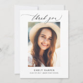Modern minimalistisch script twee foto-Afstuderen Bedankkaart (Voorkant)
