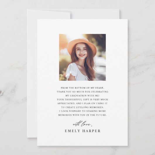 Modern minimalistisch script twee foto-Afstuderen Bedankkaart (Achterkant)