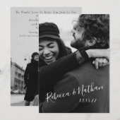 Modern minimalistisch script twee foto-bruiloft kaart (Voorkant / Achterkant)