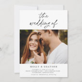 Modern minimalistisch script | Twee foto-bruiloft Kaart (Voorkant)