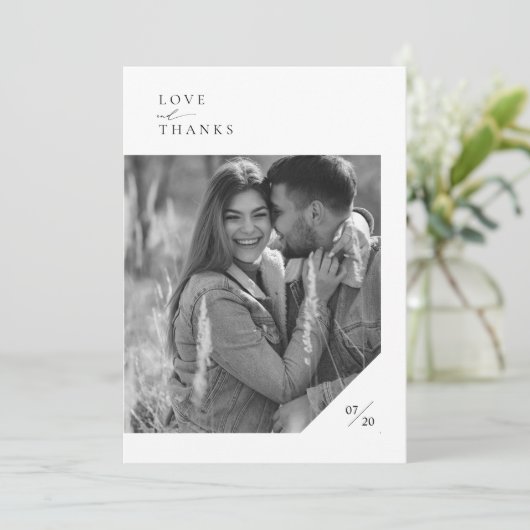 Modern minimalistisch script Typography Photo Wedd Bedankkaart (Staand voorkant)