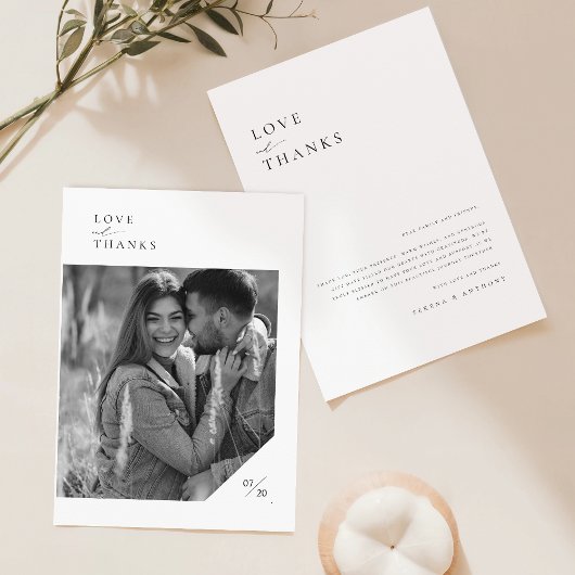 Modern minimalistisch script Typography Photo Wedd Bedankkaart