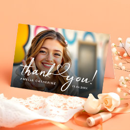 Modern minimalistisch script verjaardagsfoto bedankkaart