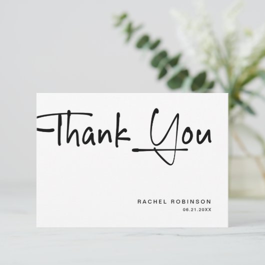 Modern minimalistisch script volwassen verjaardags bedankkaart (Staand voorkant)