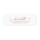 Modern minimalistisch script voor achternaam Rood Etiket (Voorkant)